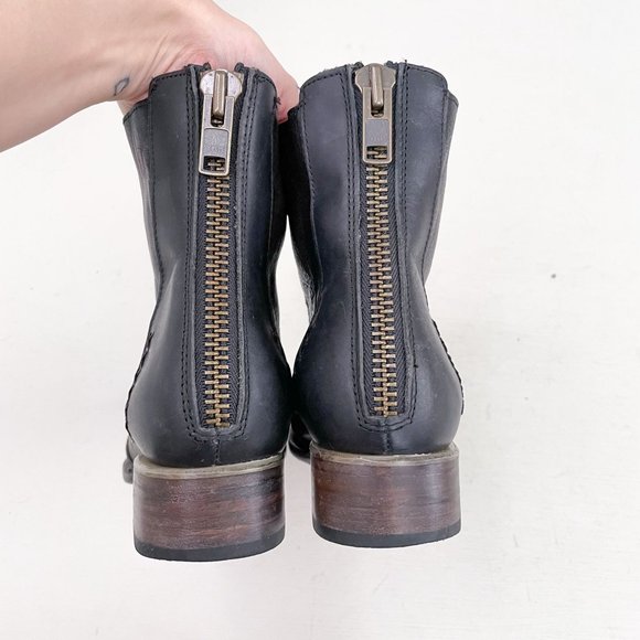 Freebird by Steven Brown Distressed Wales Zip Front Ankle Boots Booties Size 10 - Picture 6 of 12